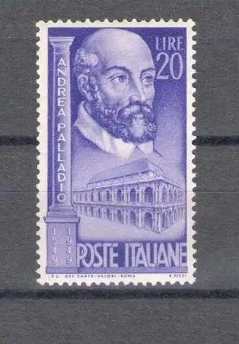 1949 Italien - Republik, Andrea Palladio 1 Wert Nr. 608 mnh**