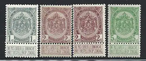 1907 Belgien - Nr. 81/83+82a - Wappen mit postfrischem Anhang/**