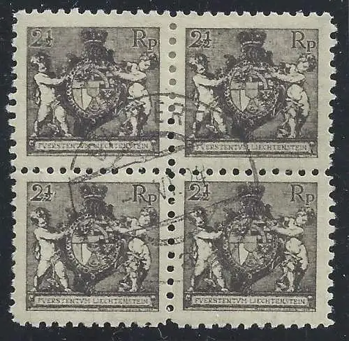 1921 Liechtenstein - Zumstein Nr. 46B, Stemmi 2 Rappen 1⁄2, VIERTEL GEBRAUCHT