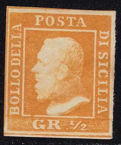 1859 SIZILIEN, Nr. 2b, 1/2 Körnung lebend orange, ORIGINALGUMMI/MLH*