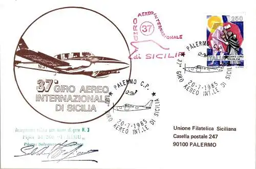 1985 Italien - Republik - 37. Internationale Flugreise durch Sizilien SONDERSTORNIERUNG