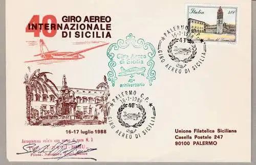 1988 Italien - Republik - 40. Internationale Flugreise durch Sizilien SONDERSTORNIERUNGEN