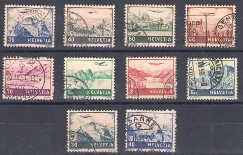 1941 Schweizerische Luftpost, Vereinheitlichte Nr. A27-34+A42-43 gebraucht