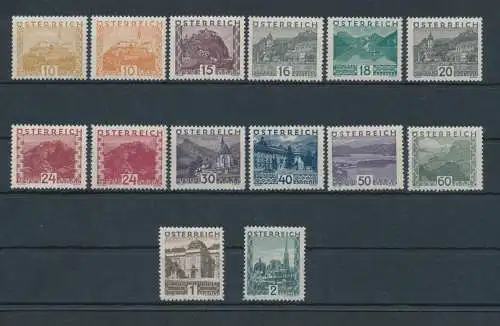 1929 - 30 Österreich - Nr. 378-389 - Ansichten & Landschaften - 14 Werte - postfrisch**