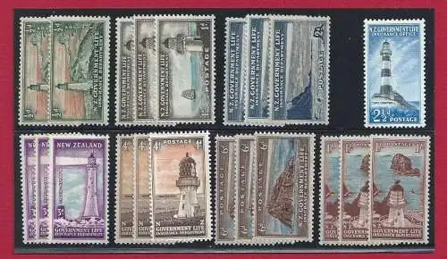 1947-65 NEUSEELAND, L42/49 Scheinwerfer 8 Werte MM/*