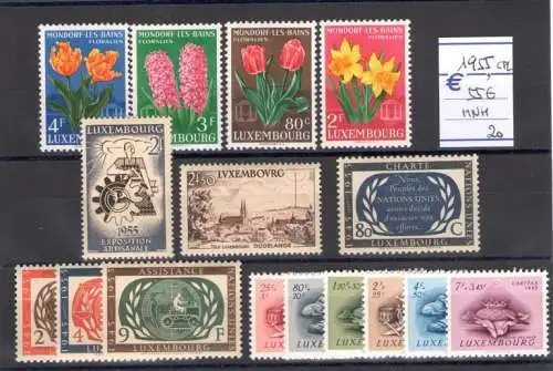 1955 Luxemburg Vollständiges Jahr - 16 Werte Nr. 490/505 postfrisch**