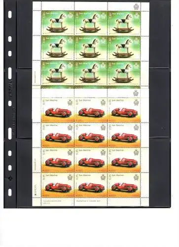 2015 EUROPA CEPT San Marino 2 Miniautos mit 12 Werten Vintage-Spielzeug postfrisch**