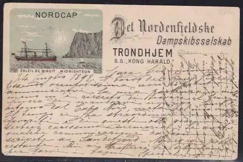 1898 NORWEGEN Private AK verschickt von Tromsus vom SS KONG HARALD Motorschiff