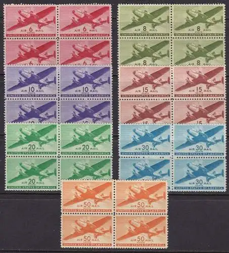 1941-44 USA - USA, Luftpost - Nr. 25/31 - QUARTINA POSTFRISCH**