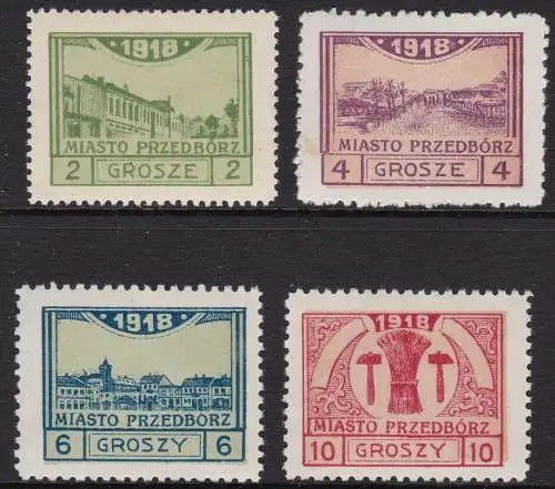 1918 POLEN, Nr. 3/6 4 Werte GEZACKT MH/*