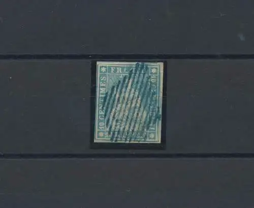 1856-57 SCHWEIZ, Nr. 27ea 10 R. Blau (roter Faden) Signiert Raybaudi / Oliva