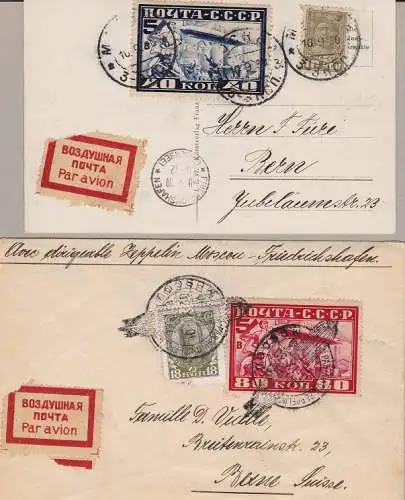 1930 RUSSLAND, Luftpost Nr. 20/21 auf Postkarte und Reisebrief – tolle Qualität