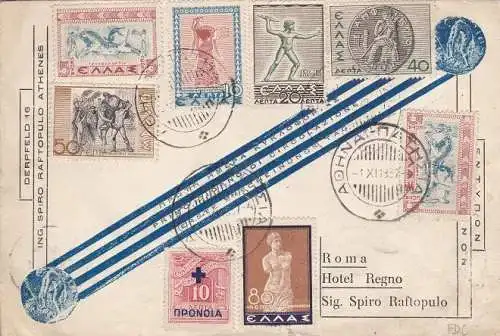 1937 GRIECHENLAND/GRIECHENLAND, Nr. 422/427 erster Tag der Ausstellung per Brief