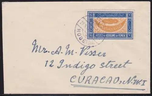 1952 JEMEN (Königreich und Imamat) - SG 34 Brief von Hodeida nach Curacao - SEHR SELTENES ZIEL