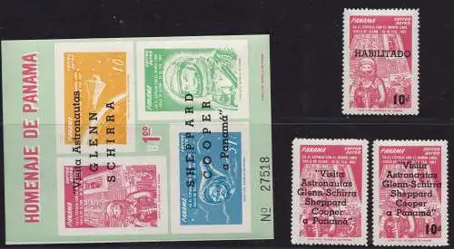 1963 PANAMA, YT 263 + PA 286/287 + BF 13 ASTRONAUTEN POSTFRISCH/**