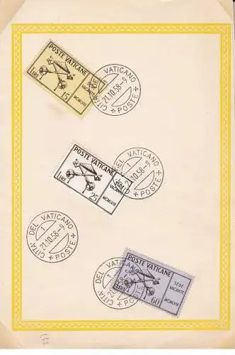 1957 Vatikan Nr. 247/249 GEBRAUCHT auf Karton - Erster Ausgabetag