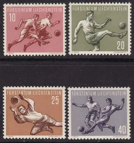 1954 LIECHTENSTEIN, Nr. 284/287 Fußball postfrisch/**