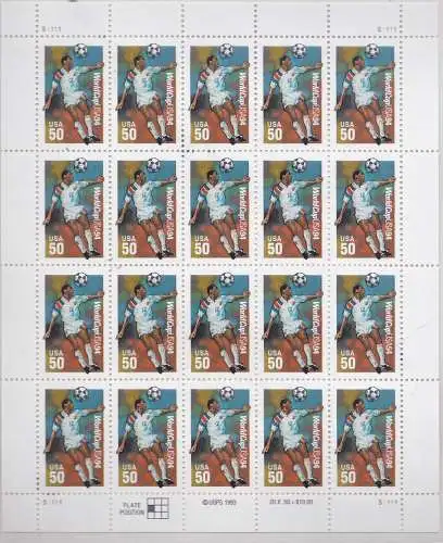 1994 USA, Nr. 2569/2571 'USA 94' die Bogenserie von 20 mnh-Werten**