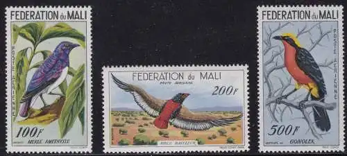 1960 FEDERATION DU MALI - Vögel, Vögel - Katalog Yvert Luftpost Nr. 2/4-3 Werte - postfrisch**