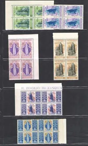 1948 REPUBLIK, Heilige Katharina, 6 Werte, Nr. 574/577 + A146/A147 Gute sehr gute Zentrierung mnh** quartin