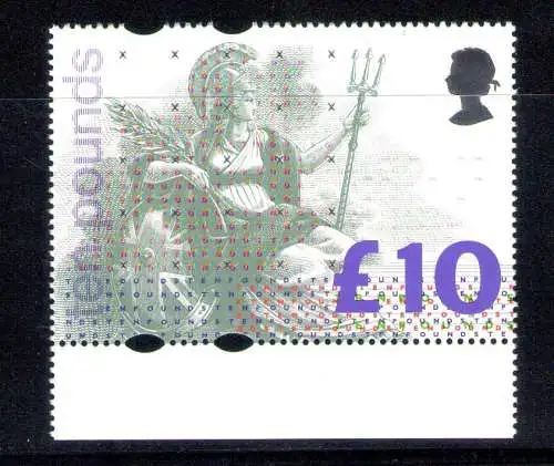 1993 GROSSBRITANNIEN, GROSSBRITANNIEN, - Nr. 1662 Vereinigt, 10 Pfund La Britannia MNH**