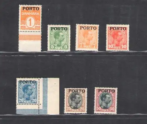 1926-30 Dänemark, Dänemark, Steuern Briefmarken überdruckt Porto Nr. 1-7 mnh**