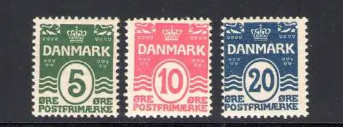 1912 DÄNEMARK, Ordentliche Serie - 3 Werte Nr. 65/67 postfrisch**