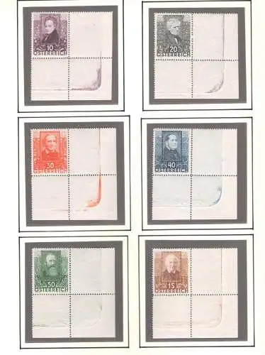 1931 ÖSTERREICH, Nr. 399/404 Dichter, 6 mnh Werte** Rechte Blattecke