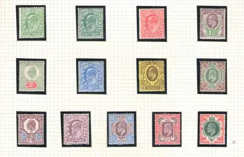 1902-04 GROSSBRITANNIEN, GROSSBRITANNIEN, Bildnis König Edward VII., Nr. 106-117 Vereinheitlicht, 13 MLH-Werte*