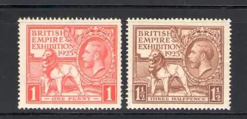 1925 GROSSBRITANNIEN, GROSSBRITANNIEN, British Empire Expo in Wembley, Nr. 173-174 Vereinigt, 432-433 S.G. postfrisch**