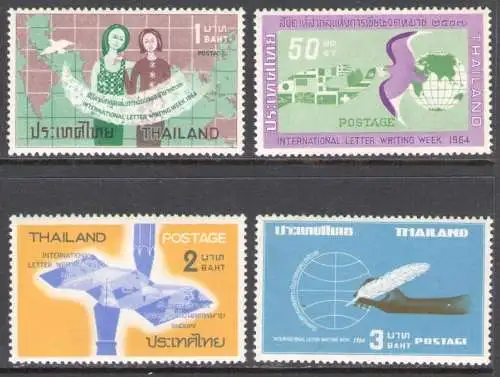 1964 Thailand SG 516-519 Woche Korrespondenz - 4 Werte - postfrisch**