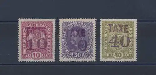 1918-19 Trentino Südtirol - Österreichische Briefmarken überdruckt Steuern, BZ 3/24+3/28+3/29 - MLH*