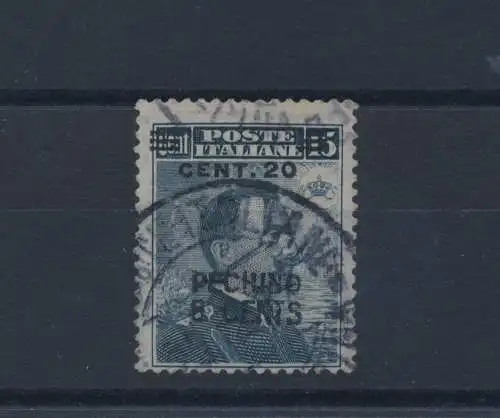 1917 China, - Postämter in China - Peking Nr. 4 - 8 Cent von 20 von 15 Cent, schwarzgrau - SELTEN - GEBRAUCHT - signiert Raybaudi