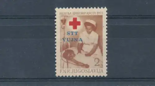1953 TRIEST B, Nr. 93a - Pro Rotes Kreuz - Doppelkreuzdruck, postfrisch** - Unterschrift Enzo Diena 