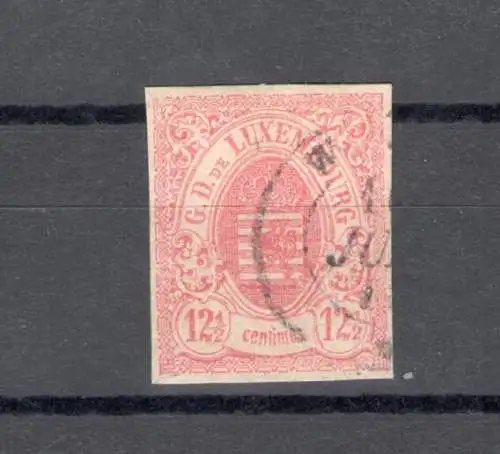 1859 - 63 LUXEMBURG - Nr. 7 - 12 1/2c. rosa, GEBRAUCHT Abkürzung Alberto Diena