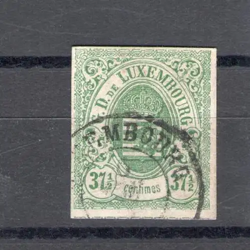 1859 - 63 LUXEMBURG - Nr. 10 - 37 1/2c. grün, GEBRAUCHT Abkürzung Alberto Diena