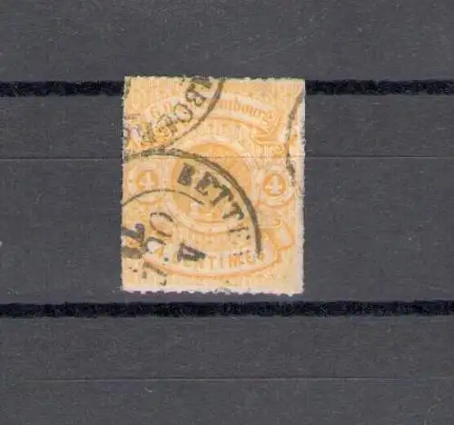 1865-75 LUXEMBURG - Nr. 14 - 4 Cent zitronengelb, GEBRAUCHT Abkürzung / Zeichen Alberto Diena