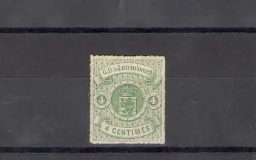 1865-75 LUXEMBURG - Wappen Nr. 15, 4 Cent grün, gelocht MLH*- MNH**