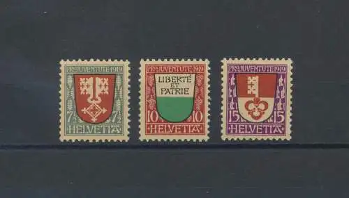 1919 SCHWEIZ, Pro Juventute - Kantonale Wappen, Nr. 173/75 - 3 Werte, postfrisch**