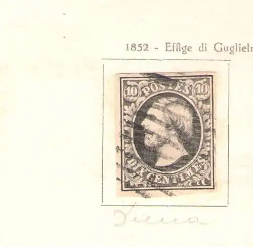1852 LUXEMBURG - Nr. 1 - 10 Cent schwarz grau, GEBRAUCHT Abkürzung Alberto Diena