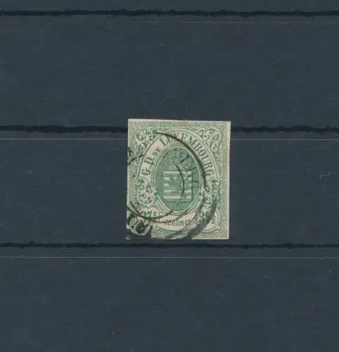 1859 - 63 LUXEMBURG - Nr. 10 - 37 1/2 Cent grün, ungezahnt - GEBRAUCHT Signatur A. Diena - E. Diena