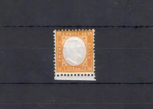 1862 Königreich Italien, Nr. 4 - 80 Cent orangegelb, Bildnis Vittorio Emanuele II, MNH** - Gute Zentrierung - Rand unten