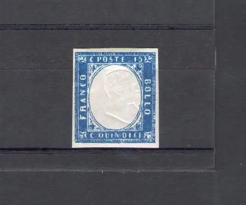 1862 Königreich Italien, Nr. 11 - 15 Cent blau, Bildnis Vittorio Emanuele II, Bildnis nach rechts verschoben, nicht katalogisiert, postfrisch **