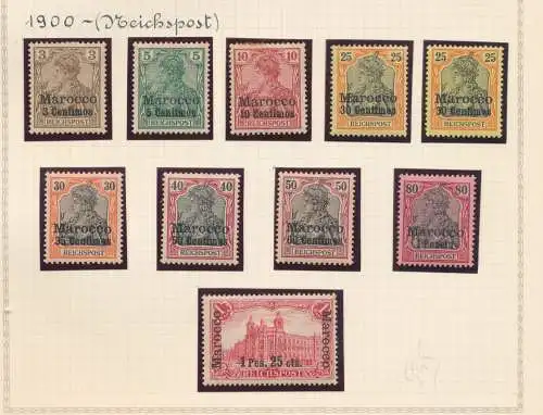 1900 Marokko - Deutsche Kolonie - Yvert Nr. 7/19 - Überdruckt - 13 MH Werte* - Signatur G. Oliva