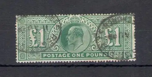 1902 GROSSBRITANNIEN - Stanley Gibbons Nr. 266 - 1 Pfund stumpf blau-grün - gebraucht