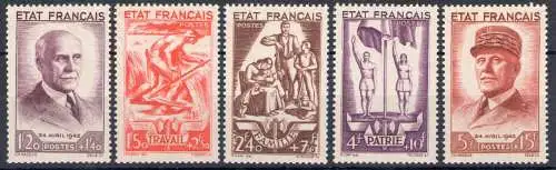 1943 FRANKREICH - Nr. 576/580 - Nationale Rettung - 5 Werte - postfrisch**