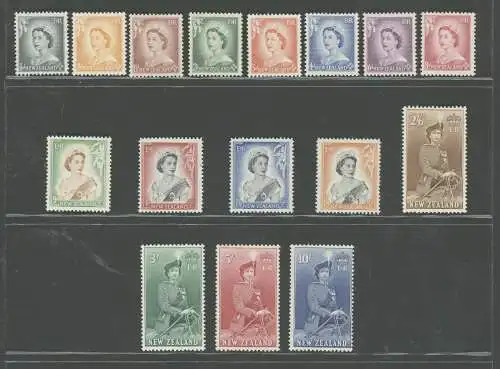 1953-59 NEUSEELAND - Stanley Gibbons Nr. 723-36 - Elizabeth II. Zu Pferd - postfrisch**