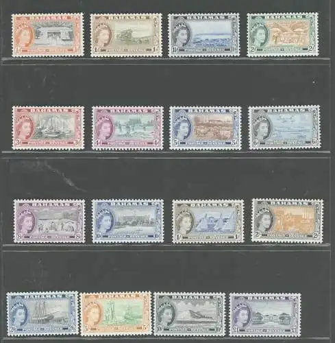 1954-63 BAHAMAS, Stanley Gibbons Nr. 201-16 - Serie von 16 Werten, postfrisch**