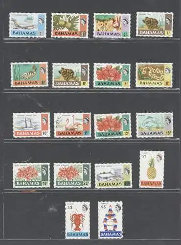 1971 BAHAMAS, Yvert- und Tellier-Katalog Nr. 302-19 - Gewöhnliche Serie, Serie von 18 Werten, postfrisch**