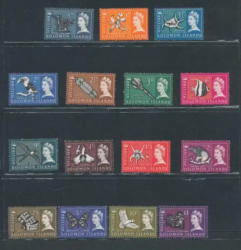 1965 British Solomon Islands - Stanley Gibbons Nr. 112-26 - Elizabeth II und Ansichten - 15 Werte - postfrisch**